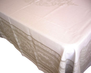 French Jacquard tablecloth, Teflon (Montmirail. natural) - Click Image to Close